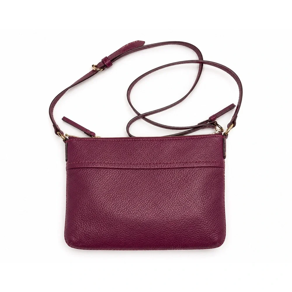 Kate Spade New York Pebbled Leather Crossbody Bag Plum Burgundy Gold Hardware
